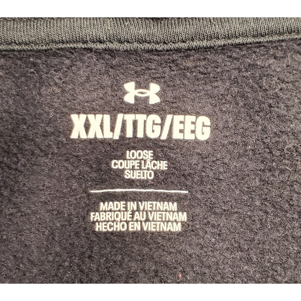 Under Armour Mens XXL Black Rival Fleece Graphic Pullover Hoodie Loose Fit Logo - Picture 5 of 7